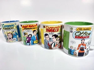 DC Comics CAREER ROMANCES Ceramic Coffee Mugs set of 4 Vintage Rare HTF - Picture 1 of 5