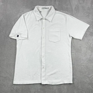 Criquet Polo Shirt Mens Large White Terry Cloth Short Sleeve Button up Golf - Picture 1 of 8