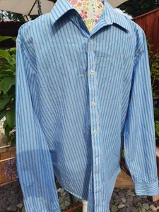 Peterwerth mens shirt size 4L blue pinstripe 100% Cotton - Picture 1 of 7