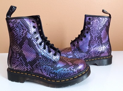 Dr. Martens 1460 Purple Multi Snake Print Embossed Leather Boots 31027 size US 7 - Image 1 of 4