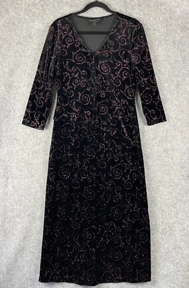 Vestido Ropa Conectada De Colección 10 Negro Terciopelo Brillo Bruja Capricho Años 90 Y2K Foto 1 de 4