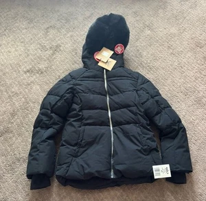 zeroxposur Girls Black Puffer Coat With Faux Fur Size 10/12 - Picture 1 of 9