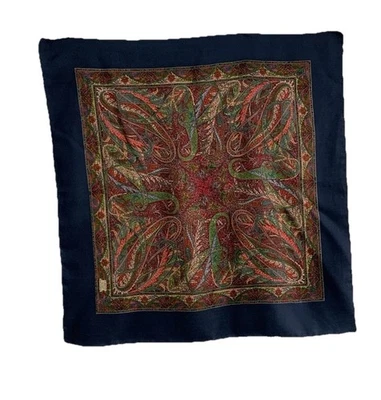 LIBERTY OF LONDON blue Silk Scarf ,detailed Paisley Pattern 27”/26” M In England - Image 1 of 4