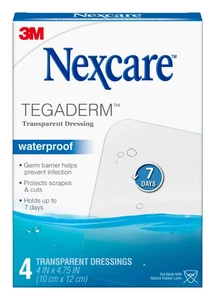 3 PACK! Nexcare Tegaderm Transparent Dressings - 4”X 4.75” Waterproof 4 Ct - Picture 1 of 3