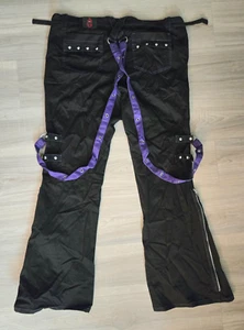 Size 18 Tripp Torrid Vintage Goth Grunge Style Black Purple Bondage Zipper Pants - Picture 1 of 3