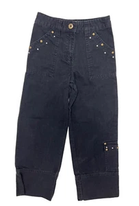 Mary Kate and Ashley Girl's Black Beaded Star Print Denim Jeans Size 6X - Picture 1 of 9