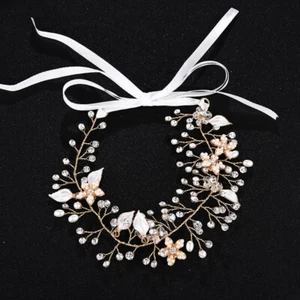 Headband Diamante Wedding Headdress 1 Piece Gold Bridal Headpiece Crystal Hair - Picture 1 of 6