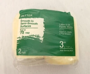 NEW 2 Pack Better 3in Smooth Semi Smooth Surfaces Mini Roller Cover 3/8" Nap 3" - Picture 1 of 2