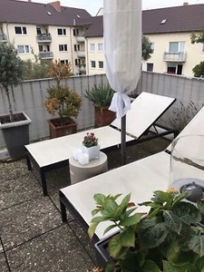 Design Gartenliegen 2 x IKEA Metall  + 2x sehr schöne Auflagen Grau Sun Garden - Bild 1 von 5