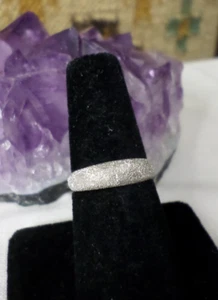 14k White Gold Texture Laser Dome Stack Ring - size 7 Milor Italy, 1.8g - Picture 1 of 5