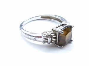 Vintage Sterling Silver Amber Gemstone Ring 925 Size 7 2 Grams - Picture 1 of 4