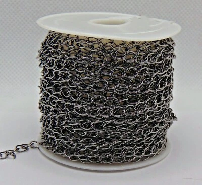 Pistola Metal CADENA BORDILLO Eslabones Soldados 4mm x 5mm ~ Base Latón ~ Plata Antigua Foto 1 de 4