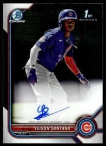 2022 Bowman Chrome Prospect Autographs Yeison Santana Auto Chicago Cubs #CPA-YS