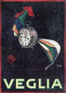 PUBBLICITA' 1925 VEGLIA BORLETTI MAGA OROLOGIO GALLO POLLO  SVEGLIA MAUZAN - Picture 1 of 1