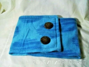 NECK WARMER SCARF Medium FLEECE button up winter blue Dog Cat rabbit - Picture 1 of 4