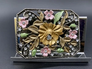 Hebilla de cinturón de metal de pistola floral de color rosa vintage - Imagen 1 de 5