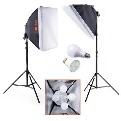 2 x LED Softbox Lighting Kit | Luxlight® | 8x25w | Photo Video Studio Continuous - Image 1 of 4