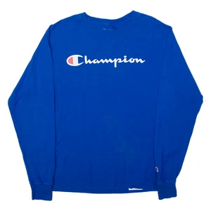 T-shirt uomo CHAMPION blu manica lunga M - Foto 1 di 6