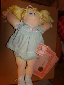 SOFT SCULPTURED CABBAGE PATCH KID GIRL CORAL ED papers 1984 blond XAVIER ROBERTS - Picture 1 of 4