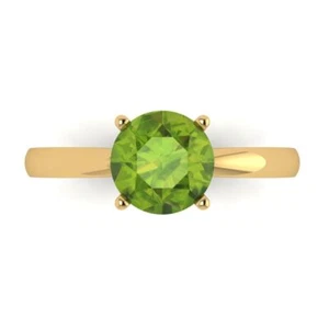 14K Yellow Gold Solitaire Engagement Ring for Women, 1.5 ctw Natural Peridot - Picture 1 of 11