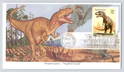1997 Daspletosaurus World of Dinosaurs FDC Mystic 32 Cent Stamp First Day Issue - Image 1 of 2