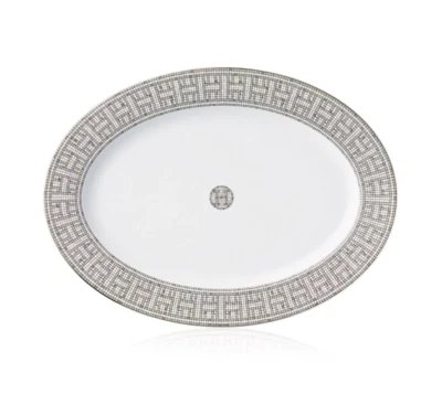 NUEVO PLATO OVALADO HERMES MOSAIQUE AU 24 PLATINO PEQUEÑO #P035027P MARCA NUEVO EN CAJA F/SH Foto 1 de 4