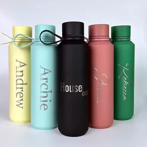 Personalised Water Bottle Insulated Laser Engraved with Handle Hot Cold 8h 600ml - Picture 1 of 16