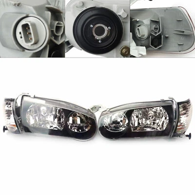 For 2001 2002 Toyota Corolla + Corner Signal Lamps JDM Black Headlights NEW Foto 1 de 4