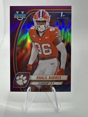 2024 Bowman U cromo Khalil Barnes primer refractor fucsia/150 Clemson Tigers Foto 1 de 2