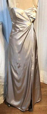 Vestido de novia David champán satinado sin tirantes talla 2 usado Foto 1 de 4