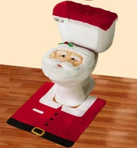 Christmas Santa Claus Bathroom Commode Rug and Cover Set - Picture 1 of 1