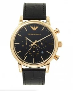 Reloj para hombre Emporio Armani Luigi cronógrafo correa de cuero negro AR1917 NUEVO CON ETIQUETAS - Imagen 1 de 1