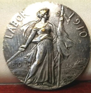 1910 AWARD GLORY by LEMAIRE Honor Patria 1870 50mm lady with sword French medal - Picture 1 of 2