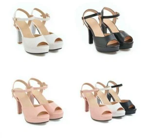 Sandalias de tacón alto hueco con plataforma talla grande para damas punta abierta - Imagen 1 de 15