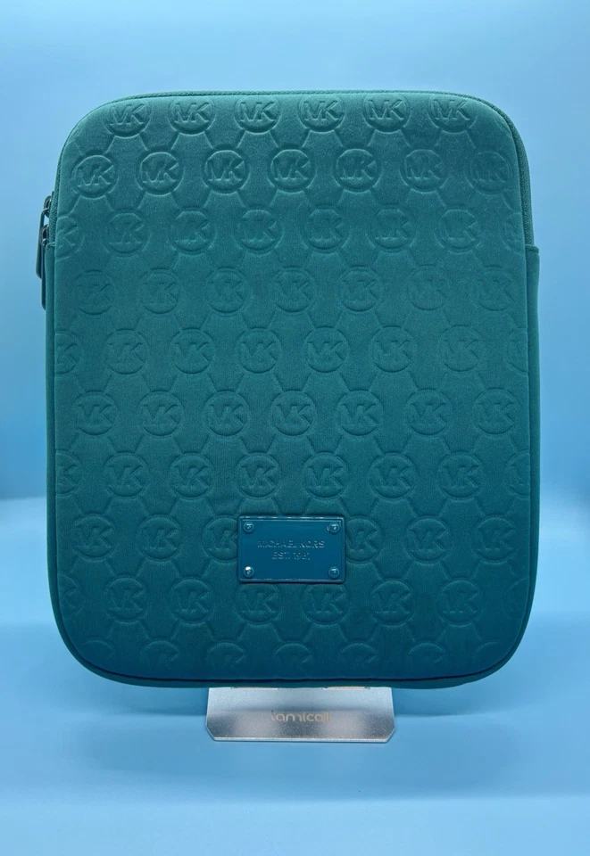 "Funda para tablet Michael Kors iPad verde azulado neopreno acolchada cierre de cremallera 8,5"" de ancho x 10"" de alto" Foto 1 de 4