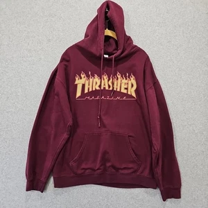 Thrasher Flame Logo Hoodie Burgund Bespoke Brand Gr. L Baumwollmischung Herren Skater - Bild 1 von 10