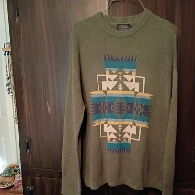 PENDLETON Men's Cotton Knit Southwest  Tribal Aztec Sweater Casual  Size L - Image 1 of 4