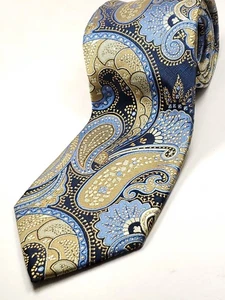PIERRE CARDIN Handarbeit Krawatte Herren dunkelblau gold braun Paisley Krawatte NEU - Bild 1 von 3