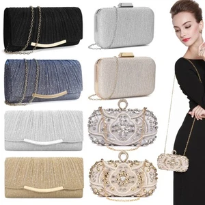 Women Evening Clutch Bag Glitter Handbag for Wedding Cocktail Prom Party Purse - Picture 1 of 85