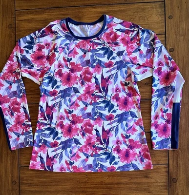 Sofibella Floral Mesh Long Sleeve Athletic Top Women’s XL UPF Golf Tennis NWOT - Image 1 of 4