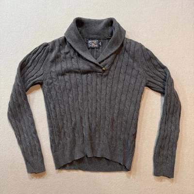 Suéter American Living Preppy Gris Tejido con Cable Chal Cuello Heritage Mujer Pequeño Foto 1 de 4