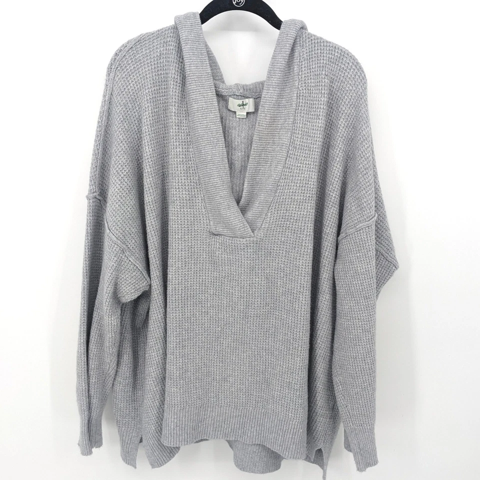 Suéter con Capucha Aerie Para Mujer XL Gris Tejido Gofre De Gran Tamaño Relajado Salón Informal Foto 1 de 4