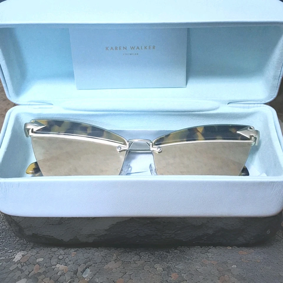 Auténticas gafas de sol Karen Walker Sadie Crazy Tortoise marco reflector con estuche  Foto 1 de 4