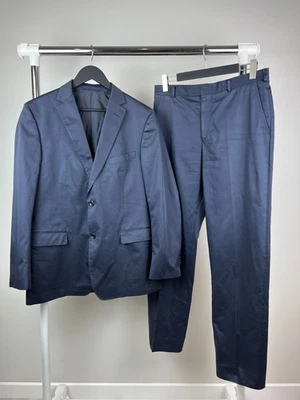 Костюм Z Zegna City мужской темно-синий хлопок шелк 2 предмета размер ЕС 52R США 42R - Изображение 1 из 4