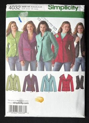 Simplicity 4032 Misses Jackets, Tie Belt & Vest 2006 Pattern size 16-24 Uncut - Image 1 of 2