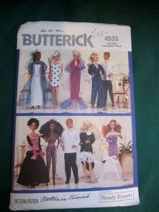 De colección 1989 Butterick 4533 Barbie Patrón Ropa Ken Armario Wendy Everett Muñeca - Imagen 1 de 9