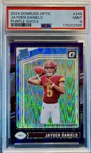 2024 Donruss Optic Jayden Daniels RC #248 Purple Shock PSA 9 Rookie Card - Picture 1 of 2