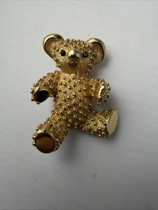Teddybär Brosche Anstecknadel Vintage signiert nummeriert BOUCHER goldfarben - Bild 1 von 10