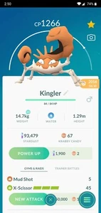 Pokémon GO ∥ 2016 Lucky Pokémon ∥ Legacy Kingler- Mud Shot ∥ - Picture 1 of 1