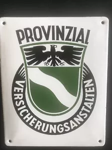Emailschild Alt Gewölbt Provinzial Versicherungsanstalten 15,5 X 12,5 cm - Bild 1 von 3